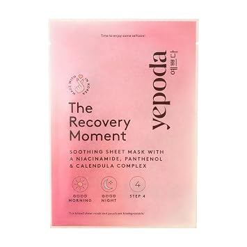 Yepoda The Recovery Moment, Mascarilla calmante de niacinamida, mascarilla coreana vegana para todo tipo de piel, 0.88 oz (25 g)