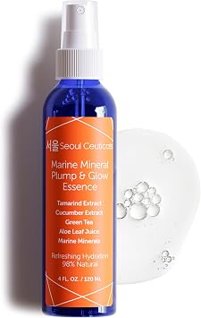 SeoulCeuticals Tónico de esencia para el cuidado de la piel coreana - Spray de cuidado de la piel K Beauty para la cara con extracto de pepino y minerales marinos + aloe orgánico - Obtén ese brillo