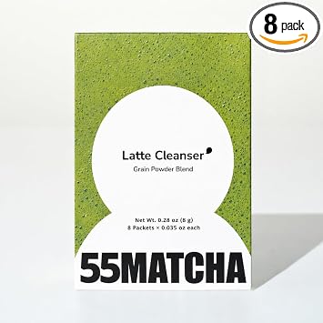 (55MATCHA) Limpiador en polvo de enzima Matcha Latte - Lavado facial coreano con matcha y arroz, 8 unidades