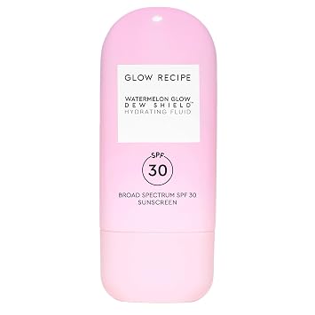 Glow Recipe Dew Shield - Protector solar facial coreano SPF 30, crema hidratante de amplio espectro, imprimación ligera de rocío para debajo del maquillaje, sin yeso blanco ni pelusas, niacinamida (0.5 fl oz)