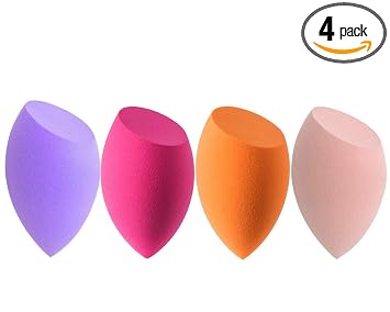 Juego de esponjas de maquillaje para uso seco y húmedo – Esponja de mezcla de base para polvo de rubor corrector, esponjas mezcladoras multicolor (4 piezas – multicolor A) (4 piezas – multicolor A)