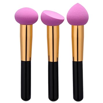 3 Pcs 3 Professional Makeup Brush Cosmetic Kit with Wooden Handles