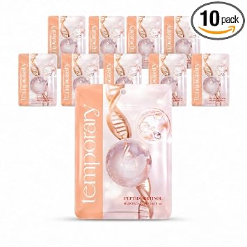 Mascarilla facial de retinol con péptido coreano, mascarilla reafirmante e hidratante, paquete de 10