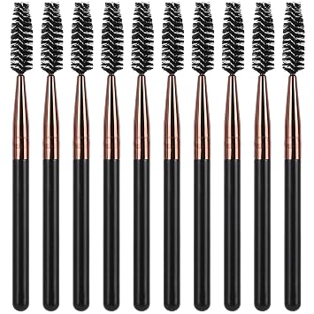 10 varitas de cepillo de rímel marrón – Cepillos reutilizables para pestañas de aseo preciso y aplicación de maquillaje, color marrón