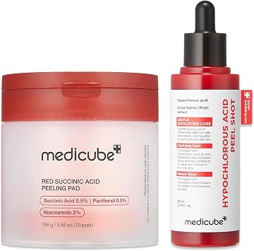 medicube Peel & Swipe Duo - HOCI Peel Shot y almohadilla succínico roja