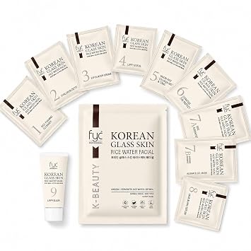 FYC - Kit facial profesional coreano de agua de arroz con piel de vidrio, 9 pasos, 6.46 oz