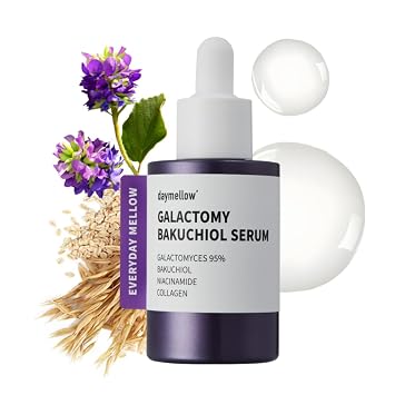 daymellow Galactomy Bakuchiol Serum 1.01fl.oz/1 fl oz, suero facial de retinol, niacinamida 2%, pantenol, colágeno, cuidado de las arrugas, para pieles sensibles, suero facial antienvejecimiento