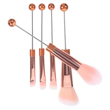 Healeved Juego de 5 brochas de maquillaje de puntada, colección completa de brochas de maquillaje, resaltador de ojos, rubor, polvo para mujeres