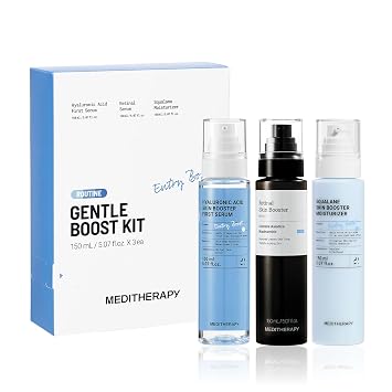 MEDITHERAPY Kit Gentle Boost 5.1 fl oz*3ea | Juego coreano para el cuidado de la piel con suero de retina y ácido hialurónico y humectante de escualano, rutina antienvejecimiento e hidratante, apto