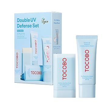 TOCOBO Korean Suncare Dual UV Set (Cotton Airy Sunstick+Bio Watery Suncream Pack) (Sunstick y protector solar, 1.35 onzas líquidas (paquete de 1), UV dual (protector solar y protector solar))