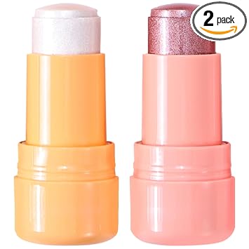 2 piezas de maquillaje en barra iluminador, brillante mezclable de larga