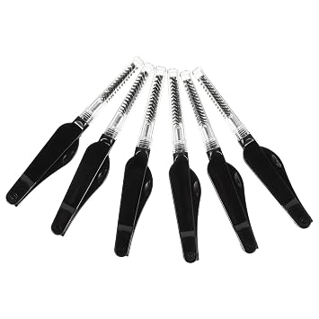 6pcs Double-ended Folding Eyebrow and Eyelash Comb Set, Black Nylon and Aluminum Material, Lash Separator Brush for Personal and Family Daily Use