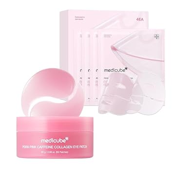 medicube Ultimate Glass Glow Eye & Mask Night Duo: parche para ojos de colágeno y cafeína PDRN y máscara de gelatina de ADN de salmón | Cuidado del círculo oscuro, conjunto reafirmante y resplandor nocturno, cuidado de la piel coreano, regalos para mujeres