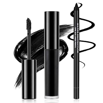 IONSGAKO Juego de lápiz labial y delineador de labios negro mate para