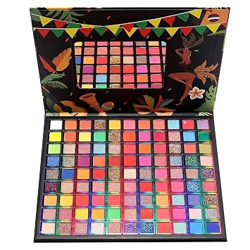 Paleta de sombra de ojos de 99 colores, paleta de maquillaje de sombra de ojos con purpurina mate con brocha para sombra de ojos, altamente pigmentada, paleta de sombra de ojos colorida para mujeres