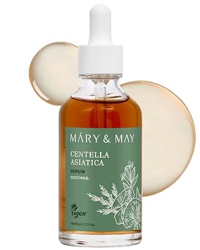 Mary&May Suero Coreano de Centella Asiática 95% Extracto Puro - Suero Facial Calmante para Piel Irritada - Absorción Rápida No Pegajoso, Libre de Fragancias, Grado Verde EWG, Cuidado de la Piel