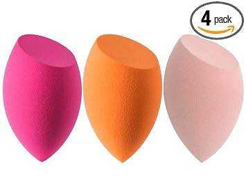 Juego de esponjas de maquillaje para uso seco y húmedo – Esponja de mezcla de base para polvo de rubor corrector, esponjas mezcladoras multicolor (4 piezas – multicolor A) (3 piezas – multicolor A)