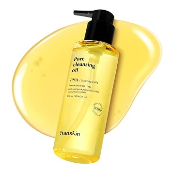 Hanskin Aceite Limpiador de Poros, Limpiador de Aceite para el Rostro, Removedor de Maquillaje y Sebo de Puntos Negros, Limpiador Coreano de Poros Profundos para Piel Sensible [PHA] (10.14 oz)