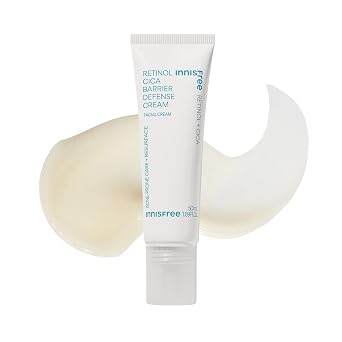 innisfree Crema de barrera de retinol Cica | Hidratante coreano con madecassoside para pieles sensibles y propensas al acné | Fórmula calimg y fortalecedora