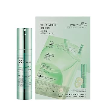 VT COSMETICS Reti-A Reedle Shot 100 1.69 Fl Oz & Reti-A Reedle Shot 100 Máscara de hidrogel de 2 pasos 4 piezas