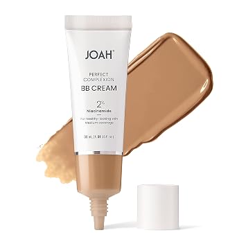 JOAH Beauty Perfect Complexion BB Cream con ácido hialurónico y niaciminada, maquillaje coreano con cobertura media construible, unifica el tono de la piel, acabado ligero semimate, medio con matices neutros