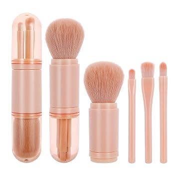 Molain Cepillo de maquillaje retráctil, 4 en 1 cepillo de labios portátil