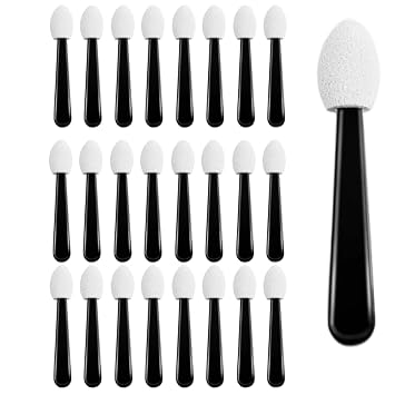Aplicadores de sombra de ojos pequeños negros, aplicadores de esponja de sombra de ojos, aplicadores de maquillaje de ojos, aplicadores de maquillaje de ojos, aplicadores de maquillaje de punta de