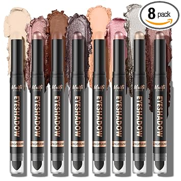 LANGMANNI 8 Color Waterproof Dual-Ended Eyeshadow Stick Set, Eye Makeup #A