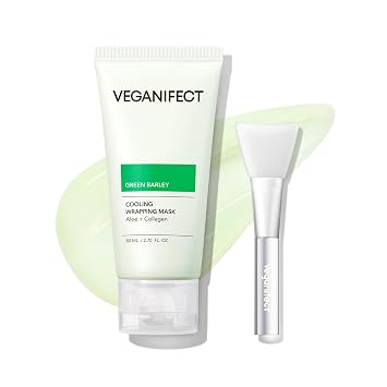 VEGANIFECT Mascarilla Facial Despegable Envolvente de Aloe Cica con Cepillo de Gel, Para Refrescar la Piel, Enfriamiento Instantáneo, Calmante, Reducción de Poros, Cuidado de la Piel Coreano, 2.73 Fl