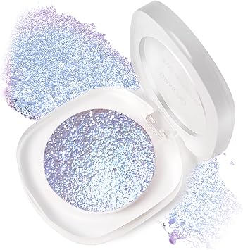 Sombra de ojos de maquillaje azul púrpura con purpurina para la cara, holográfica camaleón brillante duocromo, iluminador de sirena, iluminador de cambio de color, brillo de ojos, paleta