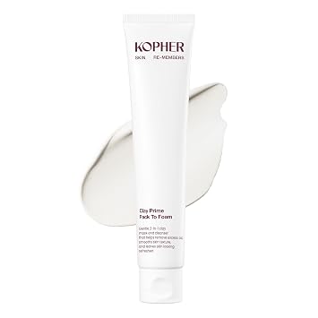KOPHER Clay Prime Pack to Foam Cleanser, limpiador facial, limpiador hidratante y purificador para pieles sensibles, removedor de maquillaje, minimización de poros, pH equilibrado, cuidado de la piel coreano (2.7 onzas líquidas / 2.7 fl oz)