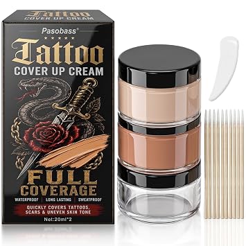 Maquillaje para cubrir tatuajes, crema corrector impermeable para tatuajes, cicatrices, vitíligo y manchas oscuras, acabado invisible natural, uso corporal