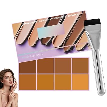 Paleta de corrector crema mate suave | 8 tonos | Cobertura completa impermeable | Fórmula ligera de larga duración | con aplicador para cubierta de manchas (oscuro)