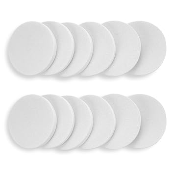 Molain Juego de esponjas redondas 12 piezas de 2.2 pulgadas, esponjas faciales blancas, aplicador de esponjas de espuma para base líquida, maquillaje, cosmético, limpiador facial