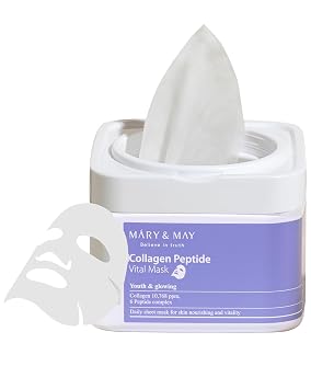 Mary&May Máscara de hoja diaria de péptido de colágeno, estuche extraíble
