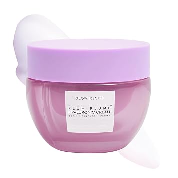 Glow Recipe Plum Plump - Crema facial con ácido hialurónico, crema hidratante, reafirmante y voluminizadora facial para mujeres y hombres, cuidado de la piel coreano con péptidos poliglutámicos para