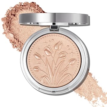 UCANBE Sparkle Bomb - Resaltador horneado, maquillaje iluminador en polvo, paleta iluminadora de alto brillo para cara y cuerpo, ligera y para construir (champán 04)