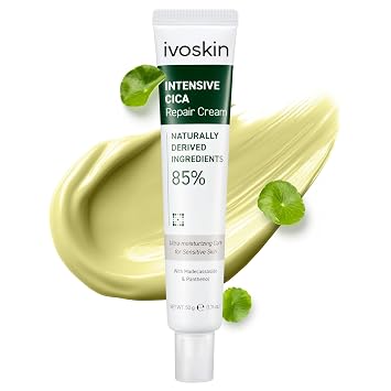 IVOSKIN Crema de tratamiento para aliviar el enrojecimiento de Cica, hidratante calmante e hidratante con madecassoside, ayuda a reparar la barrera cutánea para pieles sensibles, vegano, cuidado de la piel coreano (1.76 oz / 50 g)