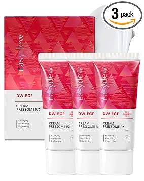 EASYDEW DW-EGF Peptide Pressome RX Cream - Crema hidratante facial coreana antienvejecimiento para firmeza y elasticidad con EGF, ceramida, ácido hialurónico, suaviza y reduce la apariencia de arrugas, 1.01 onzas, paquete de 3