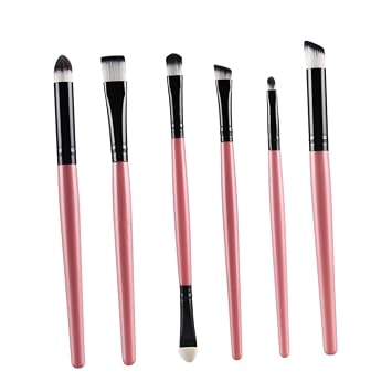 Juego de 6 brochas de sombra de ojos, juego de brochas de maquillaje para mujer, mango de plástico, cerdas de nailon para un aspecto natural