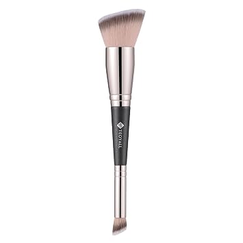 TEOYALL Pincel de base y corrector de doble punta, cerdas sintéticas planas y angulares para polvo, crema líquida