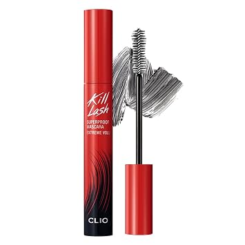 CLIO Kill Lash - Máscara de pestañas superresistente, máscara de tubos, a prueba de manchas, a prueba de escamas y sin grumos, efecto de pestañas falsas voluminizadoras extremas, eliminación de agua