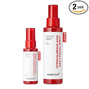 medicube Power Soothing Spray Duo: juego completo y mini de ácido hipocloroso para hidratación instantánea y cuidado calmante | Bruma facial de ácido hipocloroso, juego de regalo de tamaño de viaje, 1.69 onzas líquidas y 4.22 onzas líquidas