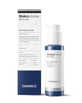 Centellian 24 Madeca Homme - Esencia humectante todo en uno (4.2 fl oz), calmante, hidratante, suavizante. Cuidado total coreano multifuncional de la piel para hombres. Esenciales de viaje, TECA, Centella Asiática