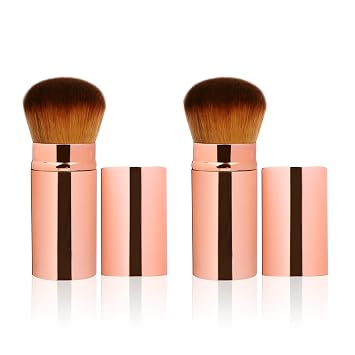 UNIMEIX Brocha de maquillaje aplicador de protector solar retráctil Kabuki Blush Brush Pincel de base para maquillaje líquido, bronceador, crema o polvo