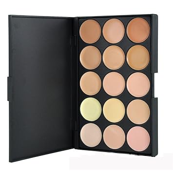 Paleta de Corrector en Crema Hidratante de 15 Colores, Pure Vie Paleta de Corrector de Cobertura Completa de Larga Duración Base Correctora Kit de Maquillaje de Contorno Camuflaje para Ocultar y