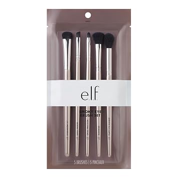e.l.f. Kit de Pinceles para Ojos Ahumados, Juego de 5 Pinceles de Maquillaje para Crear un Look de Ojos Ahumados, Aplicar y Mezclar Sombra de Ojos, Vegano y Libre de Crueldad