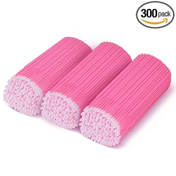 300 unidades de cepillo micro aplicador desechables para extensión de pestañas, micro hisopos, varitas de rímel para aplicación de maquillaje, rosa