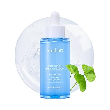 STUDIO17 Ampolla de ácido hialurónico de 1.69 onzas líquidas | Ampolla coreana para el cuidado de la piel con centella asiática y jugo de abedul | Suero facial hidratante para pieles sensibles, secas