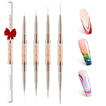Modelones Nail Art Brushes - Esmalte de gel con revestimiento fino de doble punta 7/11/15/0.787 in